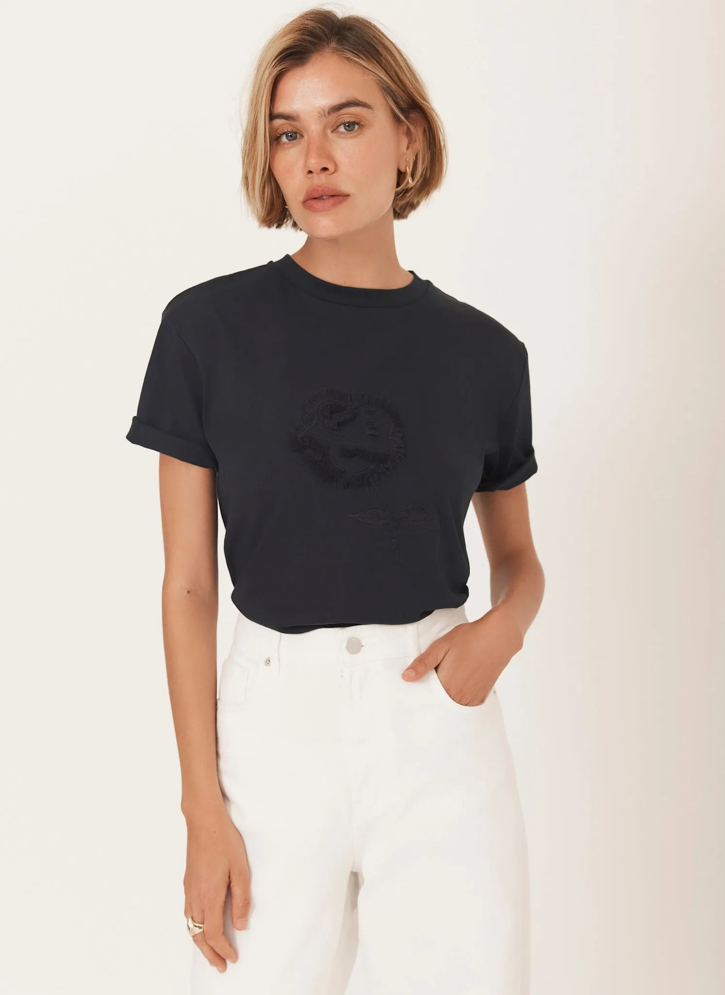 Navy Rose Motif T-Shirt sold by Mint Velvet product image thumbnail 4