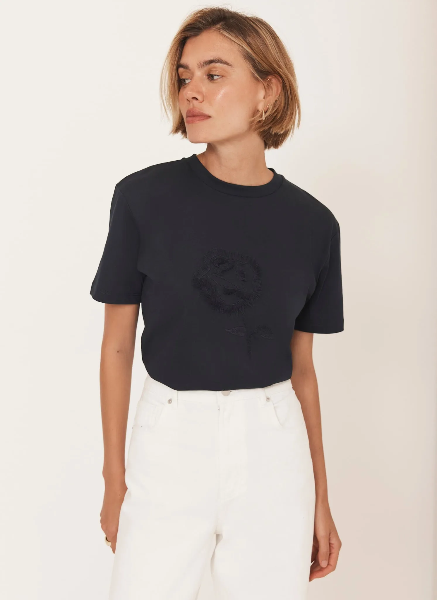 Navy Rose Motif T-Shirt sold by Mint Velvet product image thumbnail 2