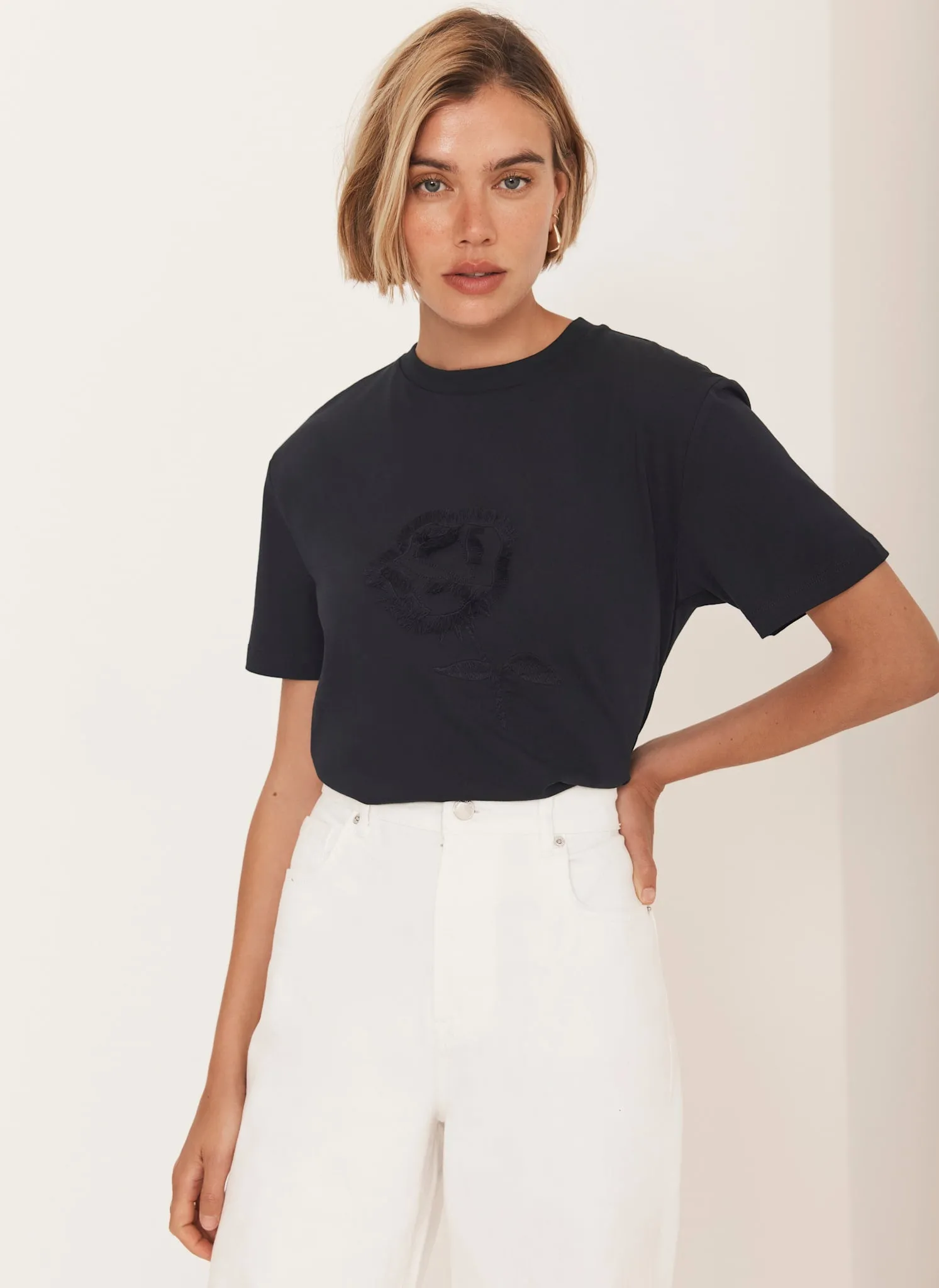 Navy Rose Motif T-Shirt sold by Mint Velvet product image thumbnail 5