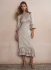 Neutral Crinkle Metallic Midi Dress sold by Mint Velvet