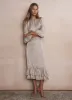 Neutral Crinkle Metallic Midi Dress sold by Mint Velvet