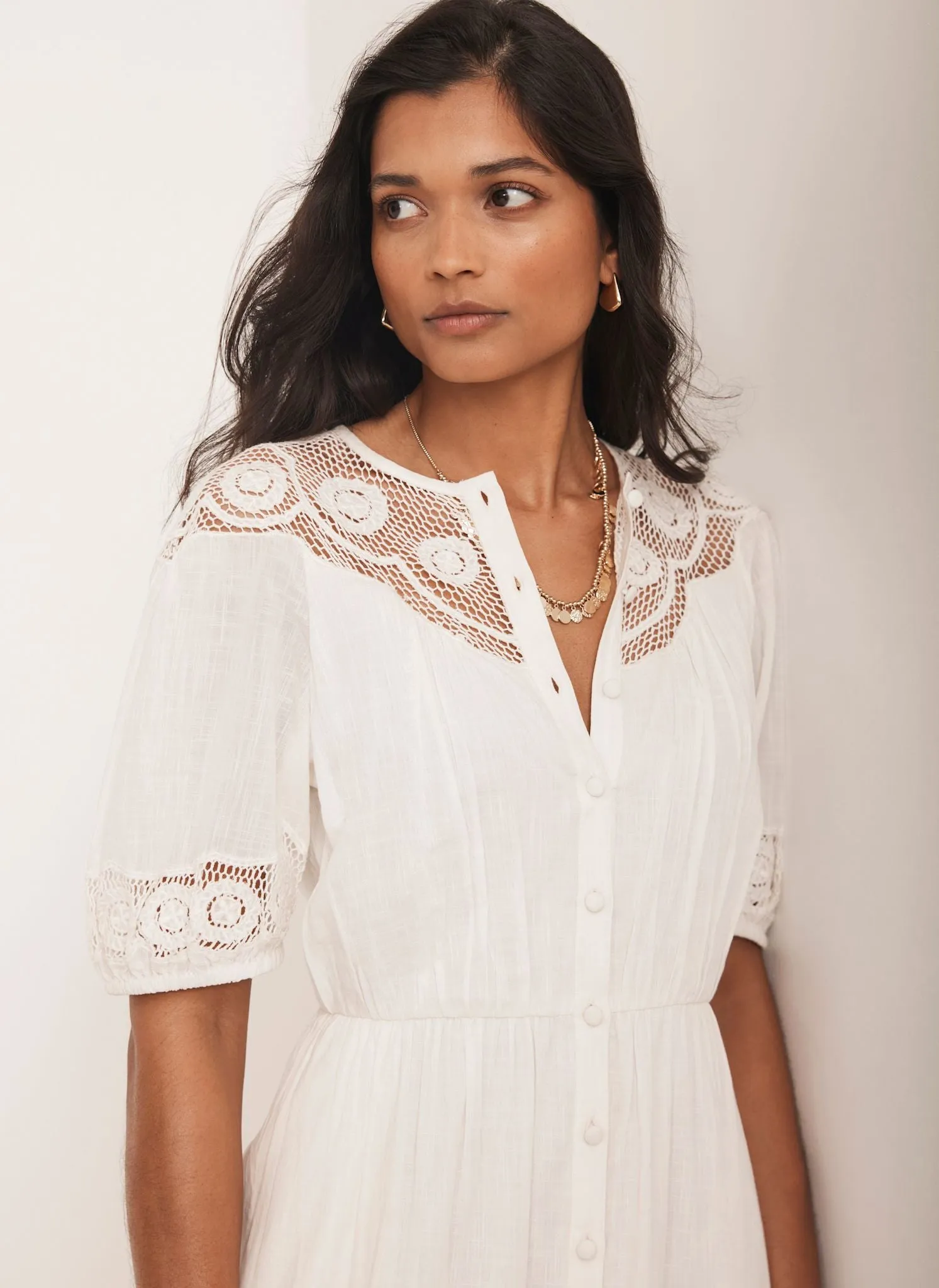 White Embroidered Midi Dress sold by Mint Velvet product image thumbnail 3