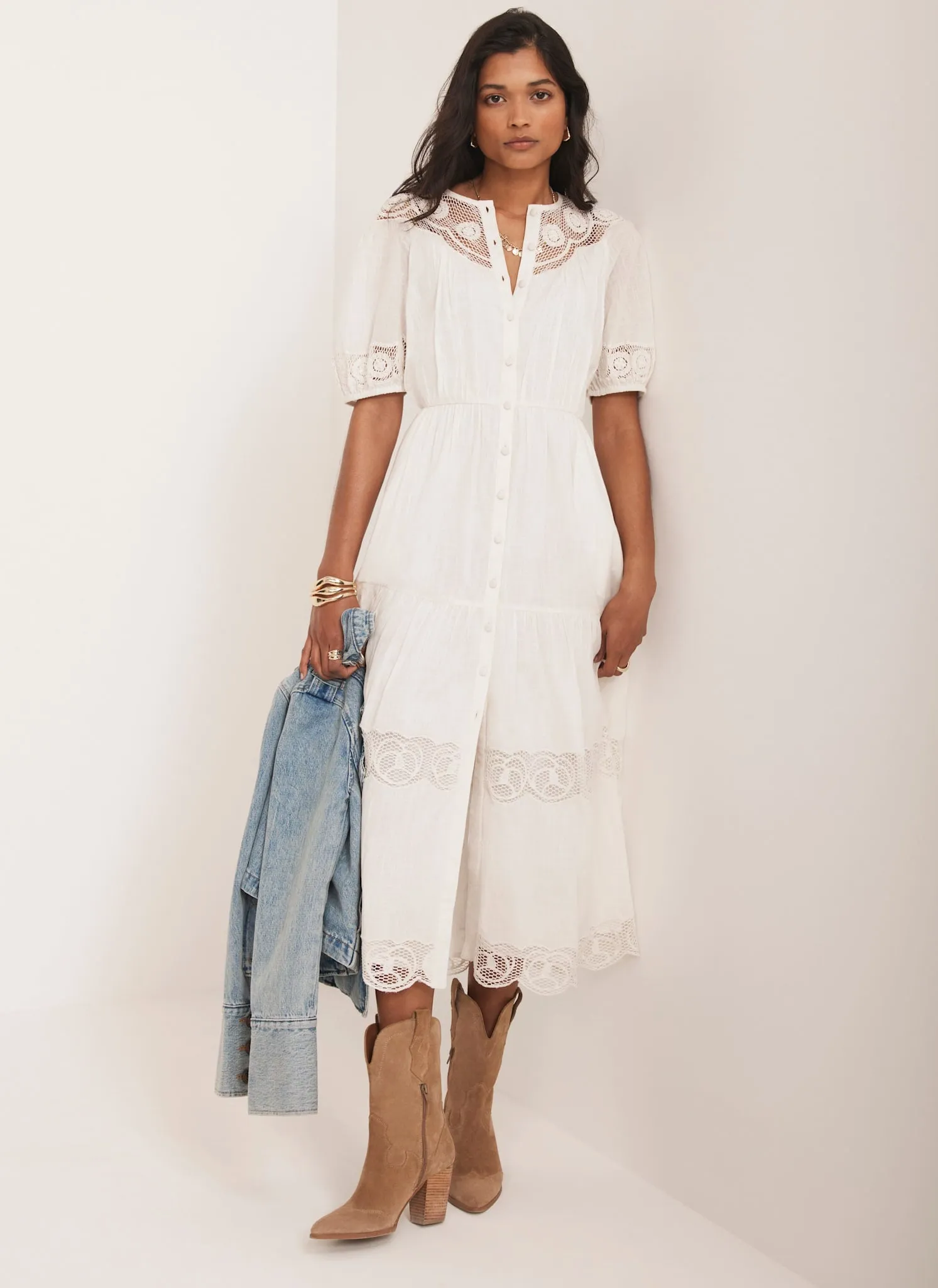 White Embroidered Midi Dress sold by Mint Velvet product image thumbnail 5