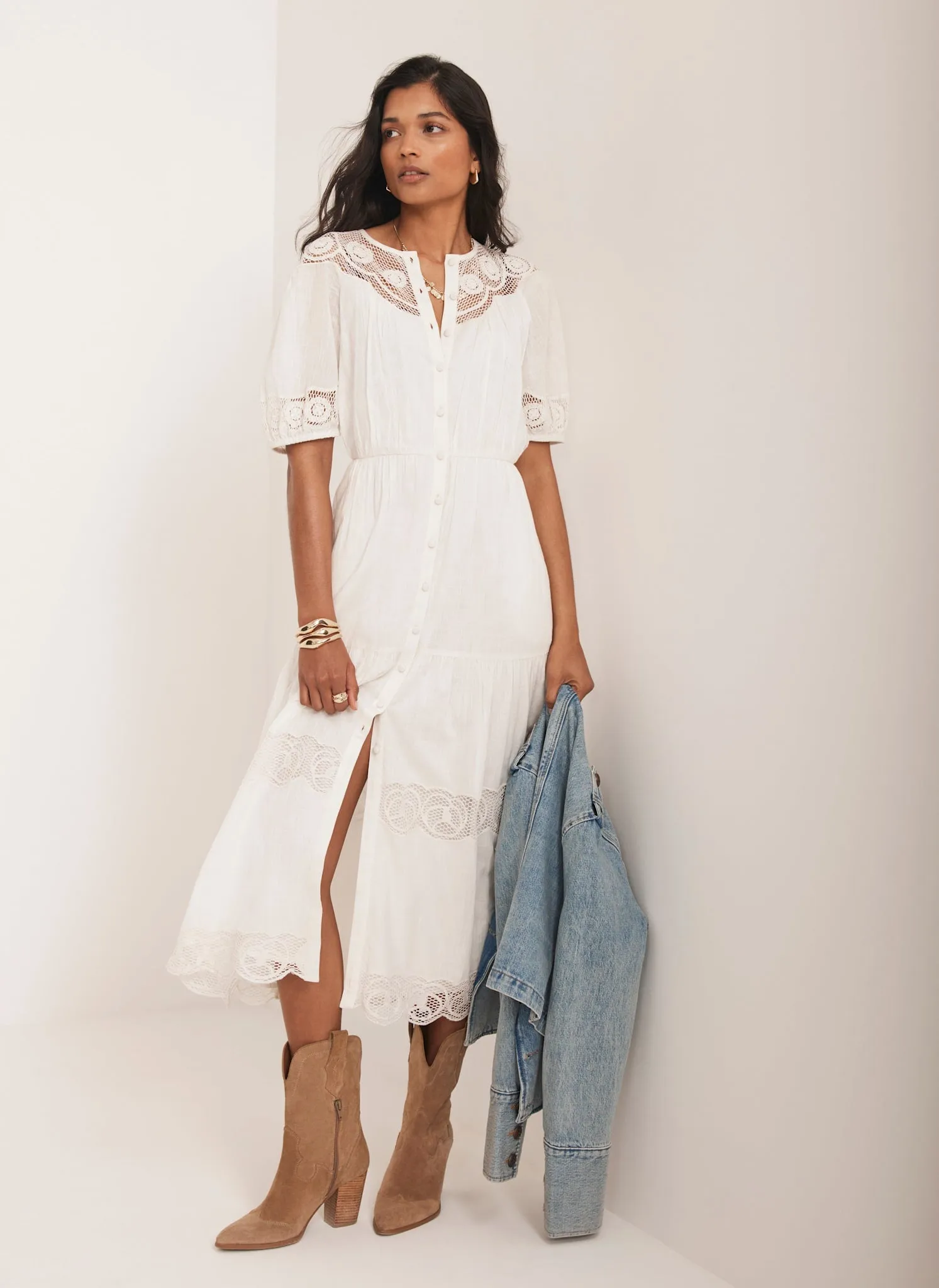 White Embroidered Midi Dress sold by Mint Velvet product image thumbnail 2