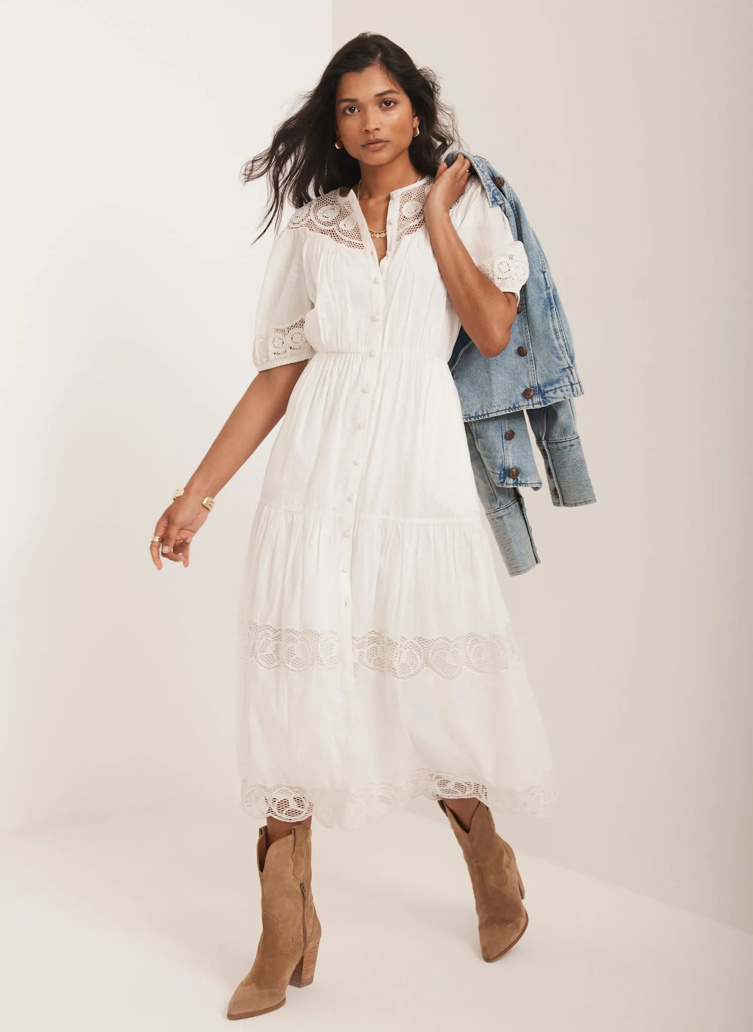 White Embroidered Midi Dress sold by Mint Velvet product image thumbnail 4