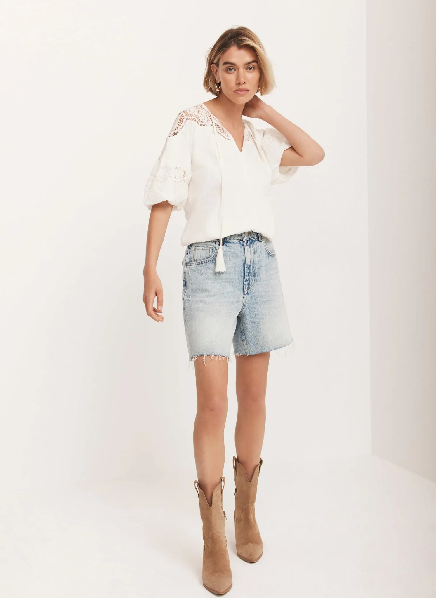 Cream Cotton Embroidered Top sold by Mint Velvet product image thumbnail 3