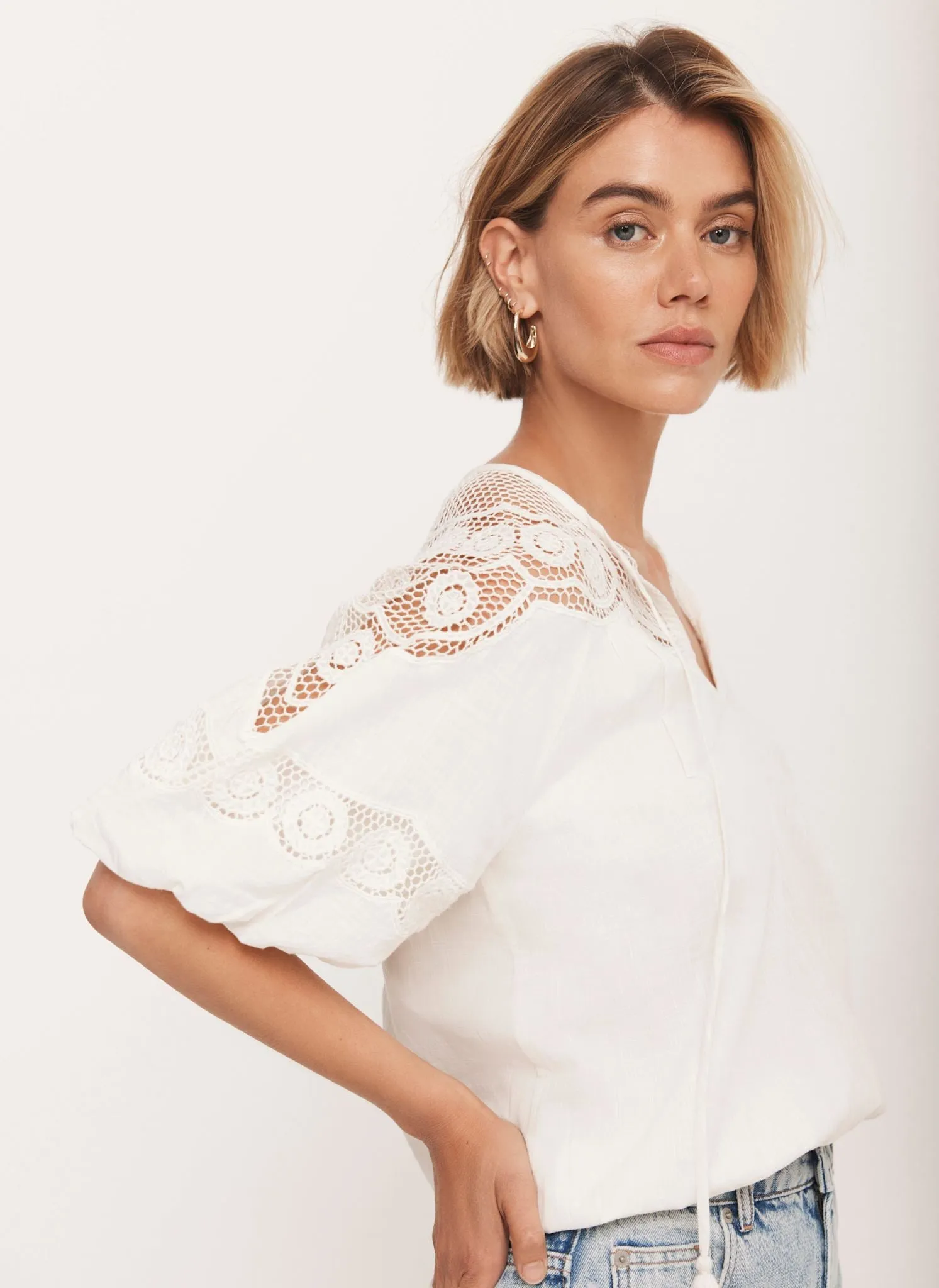 Cream Cotton Embroidered Top sold by Mint Velvet product image thumbnail 4