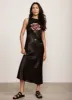 Black Satin Floral Print Midi Dress sold by Mint Velvet
