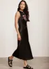 Black Satin Floral Print Midi Dress sold by Mint Velvet