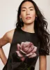 Black Satin Floral Print Midi Dress sold by Mint Velvet