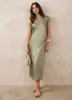 Khaki Satin Midi Dress sold by Mint Velvet