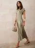 Khaki Satin Midi Dress sold by Mint Velvet