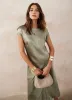 Khaki Satin Midi Dress sold by Mint Velvet
