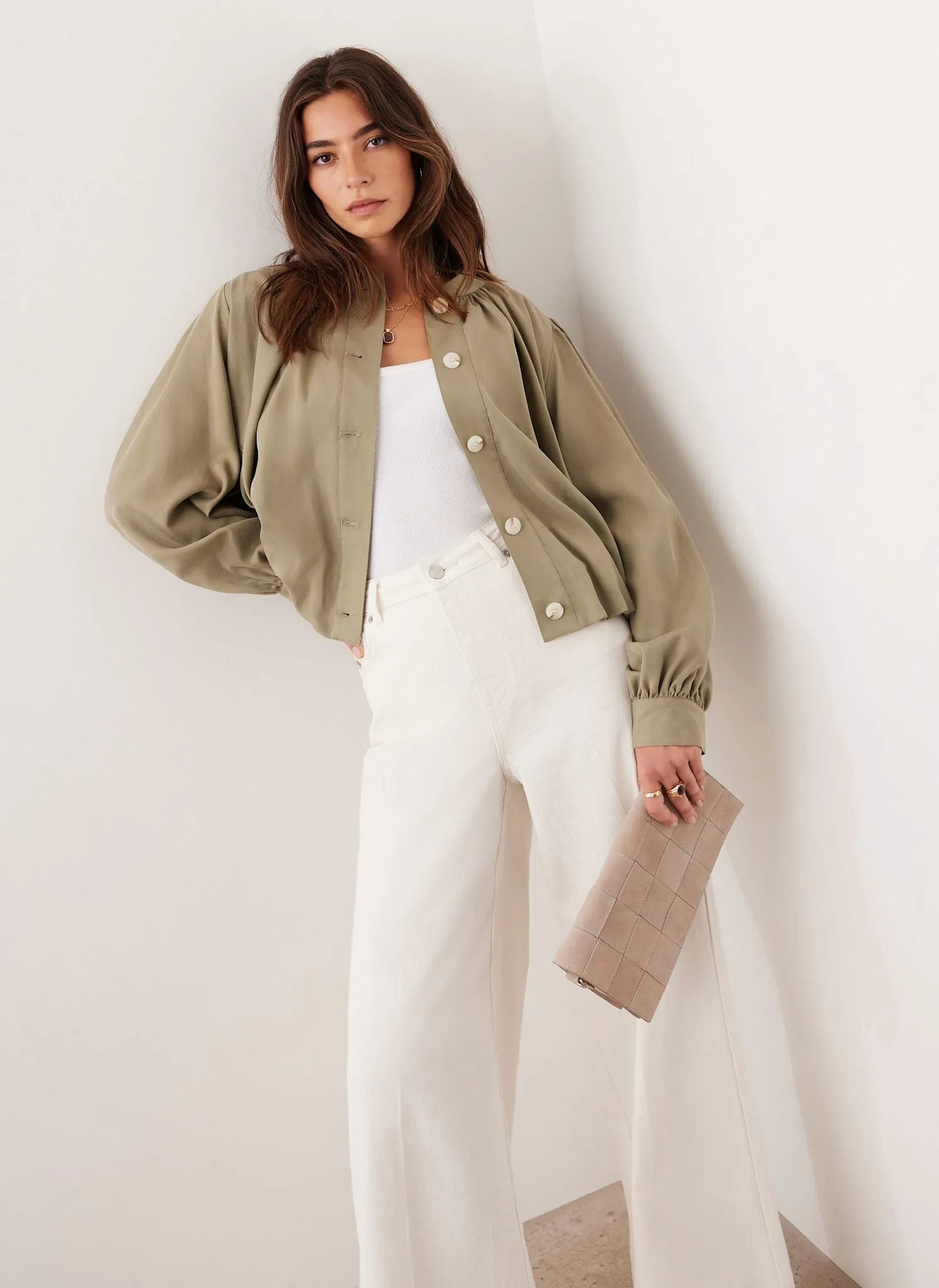 Khaki Bubble Hem Jacket sold by Mint Velvet product image thumbnail 3