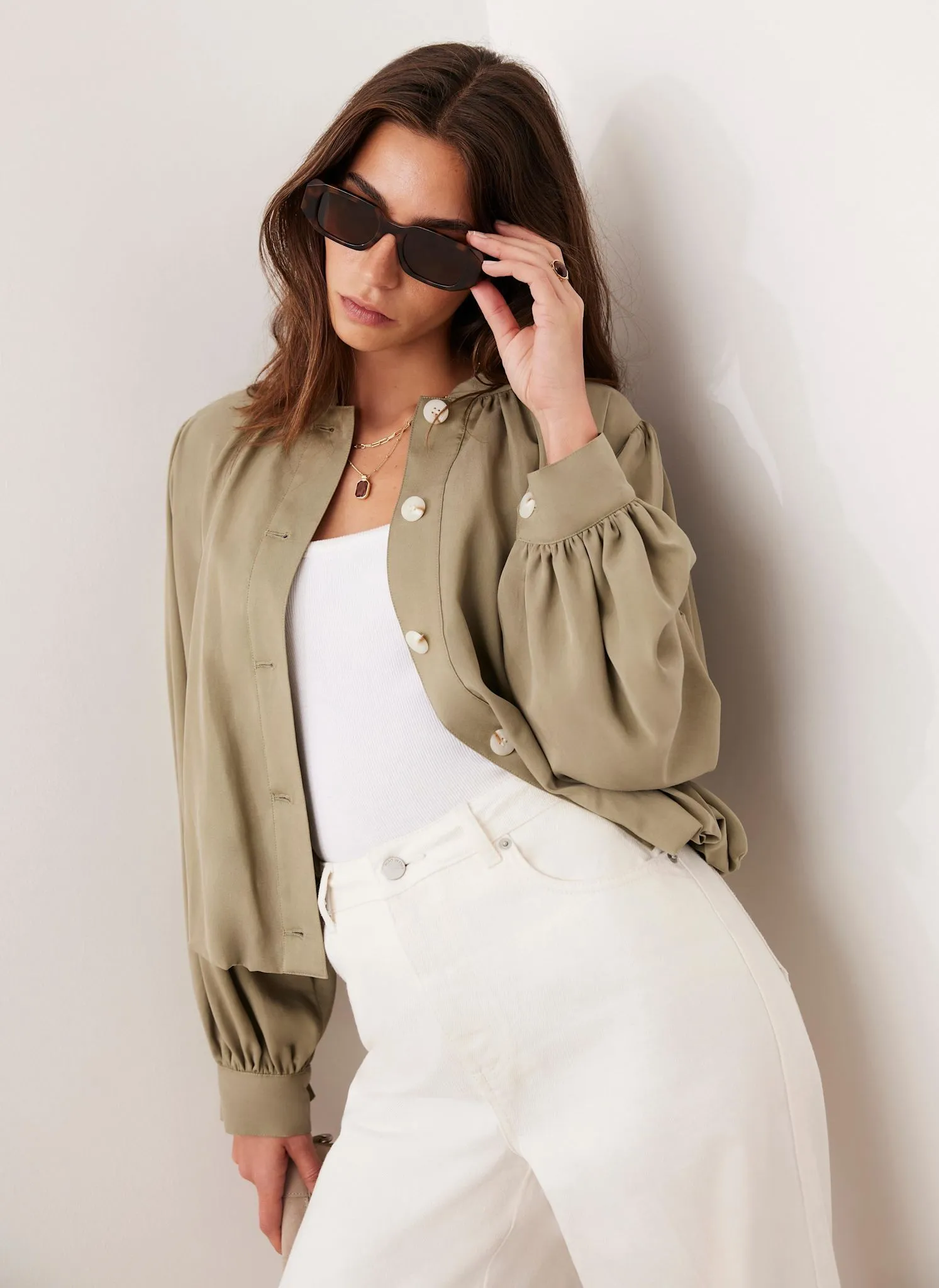 Khaki Bubble Hem Jacket sold by Mint Velvet product image thumbnail 2