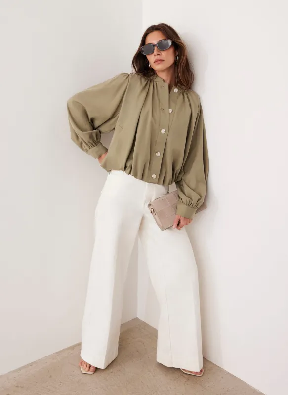 Khaki Bubble Hem Jacket sold by Mint Velvet