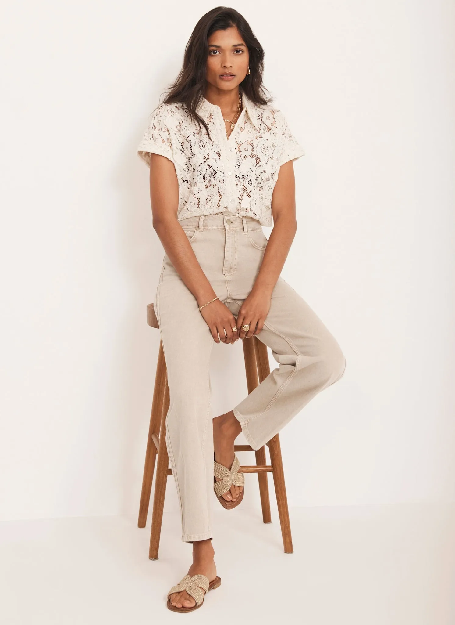 Cream Lace Shirt sold by Mint Velvet product image thumbnail 4