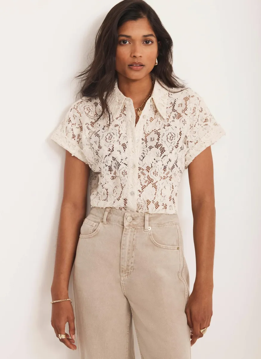 Cream Lace Shirt sold by Mint Velvet