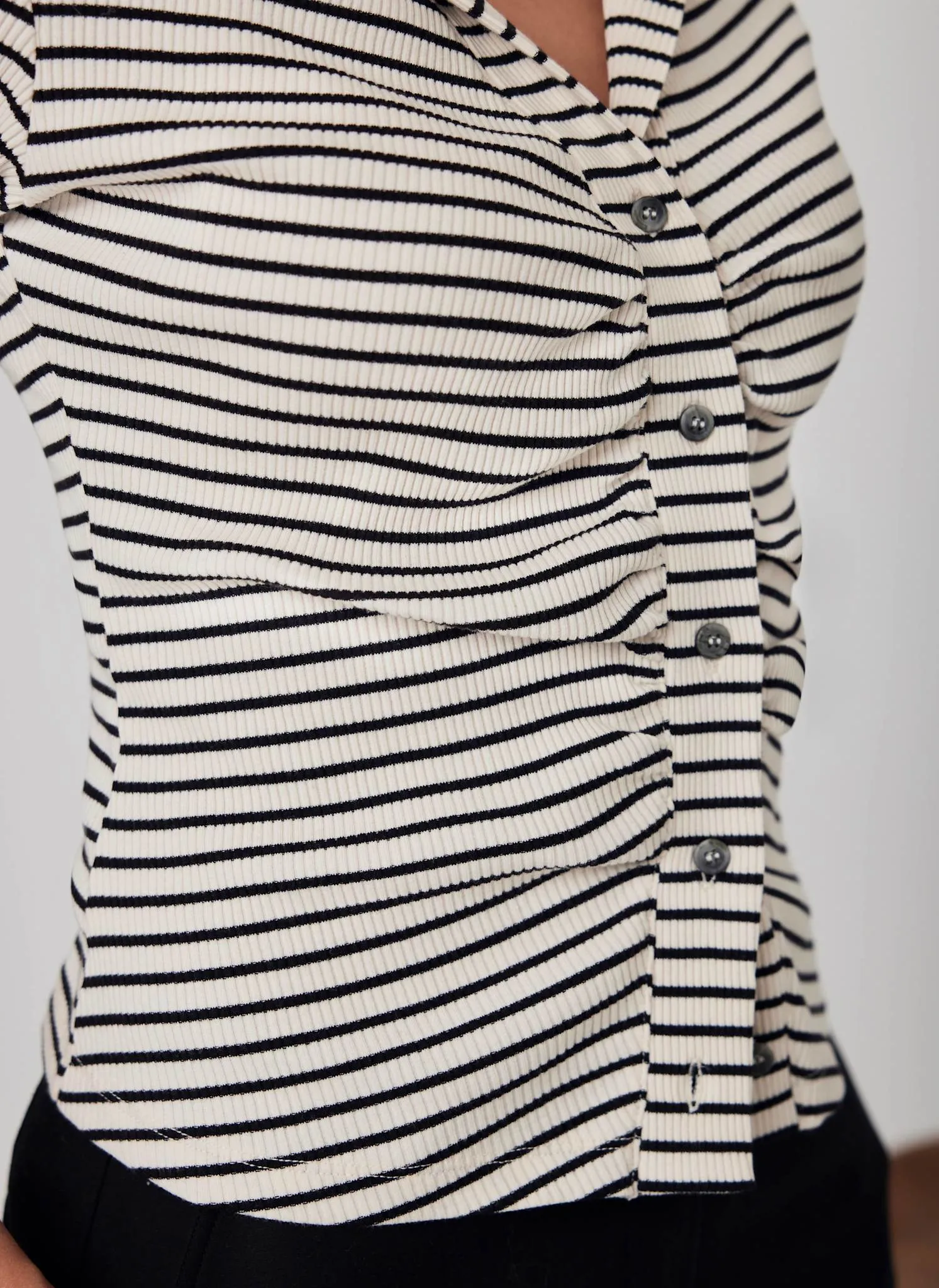 Neutral Striped Ruched Top sold by Mint Velvet product image thumbnail 3