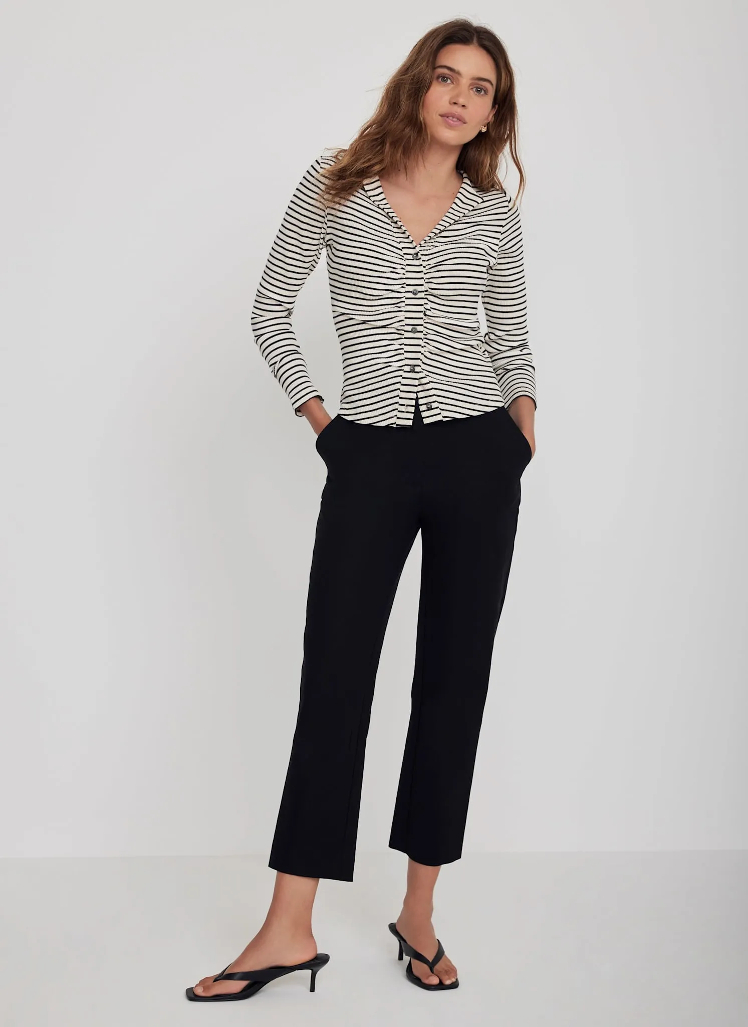 Neutral Striped Ruched Top sold by Mint Velvet product image thumbnail 4