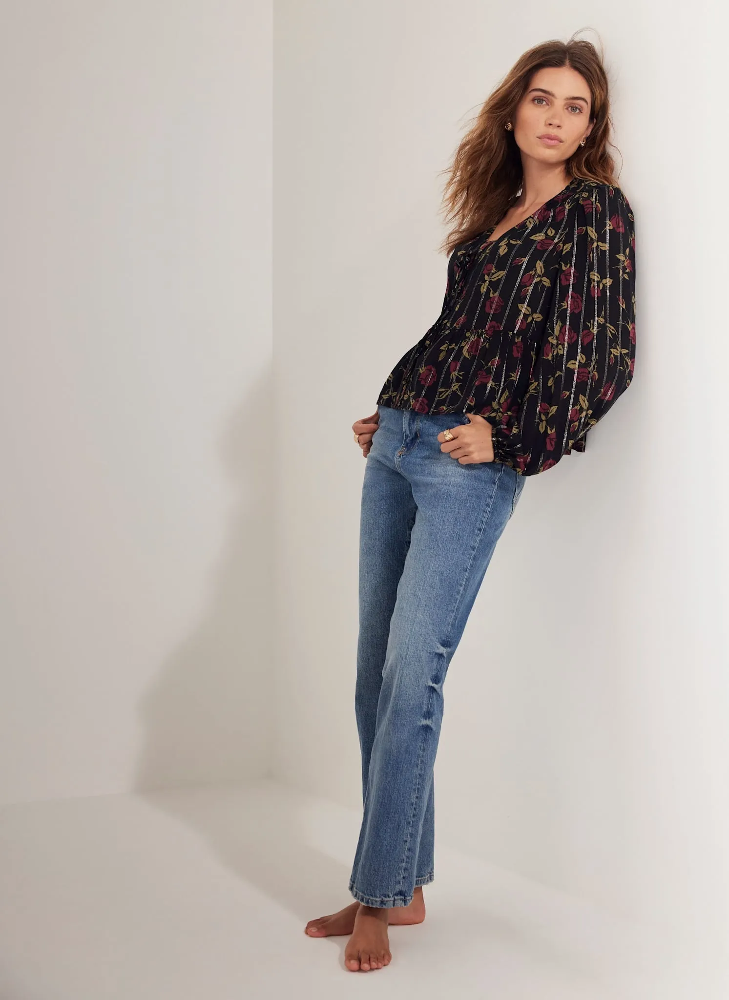 Black Rose Print Tie Front Top sold by Mint Velvet product image thumbnail 5