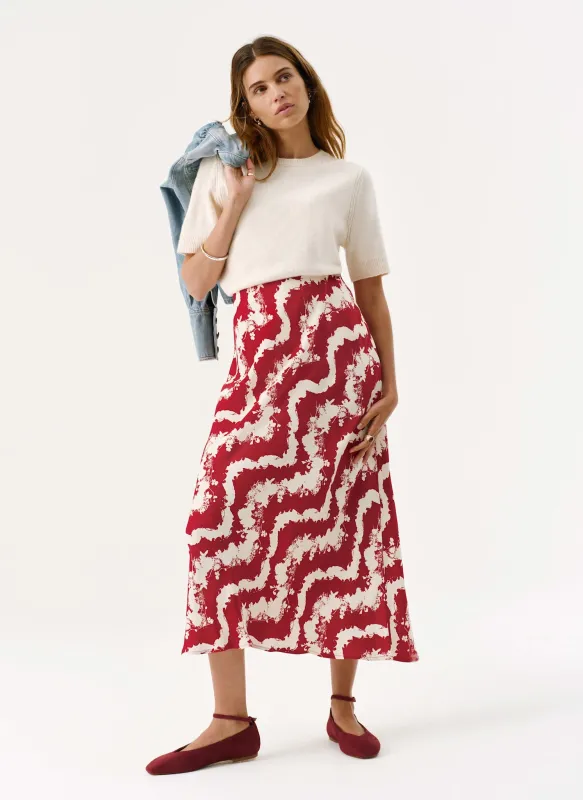 Red Abstract Floral Print Slip Skirt sold by Mint Velvet