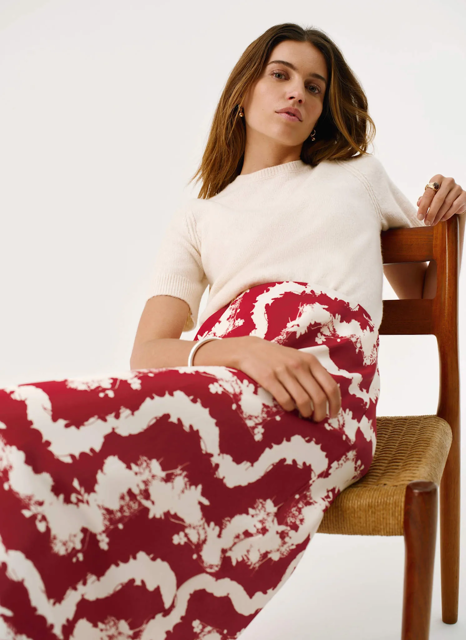 Red Abstract Floral Print Slip Skirt sold by Mint Velvet product image thumbnail 3