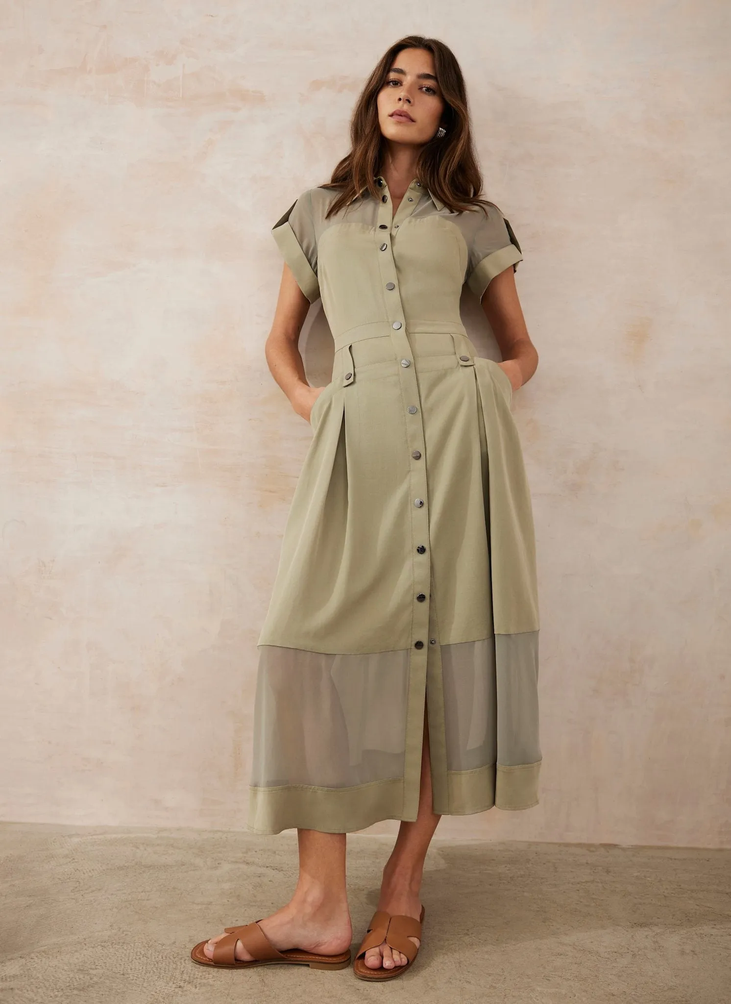 Khaki Utility Midi Dress sold by Mint Velvet