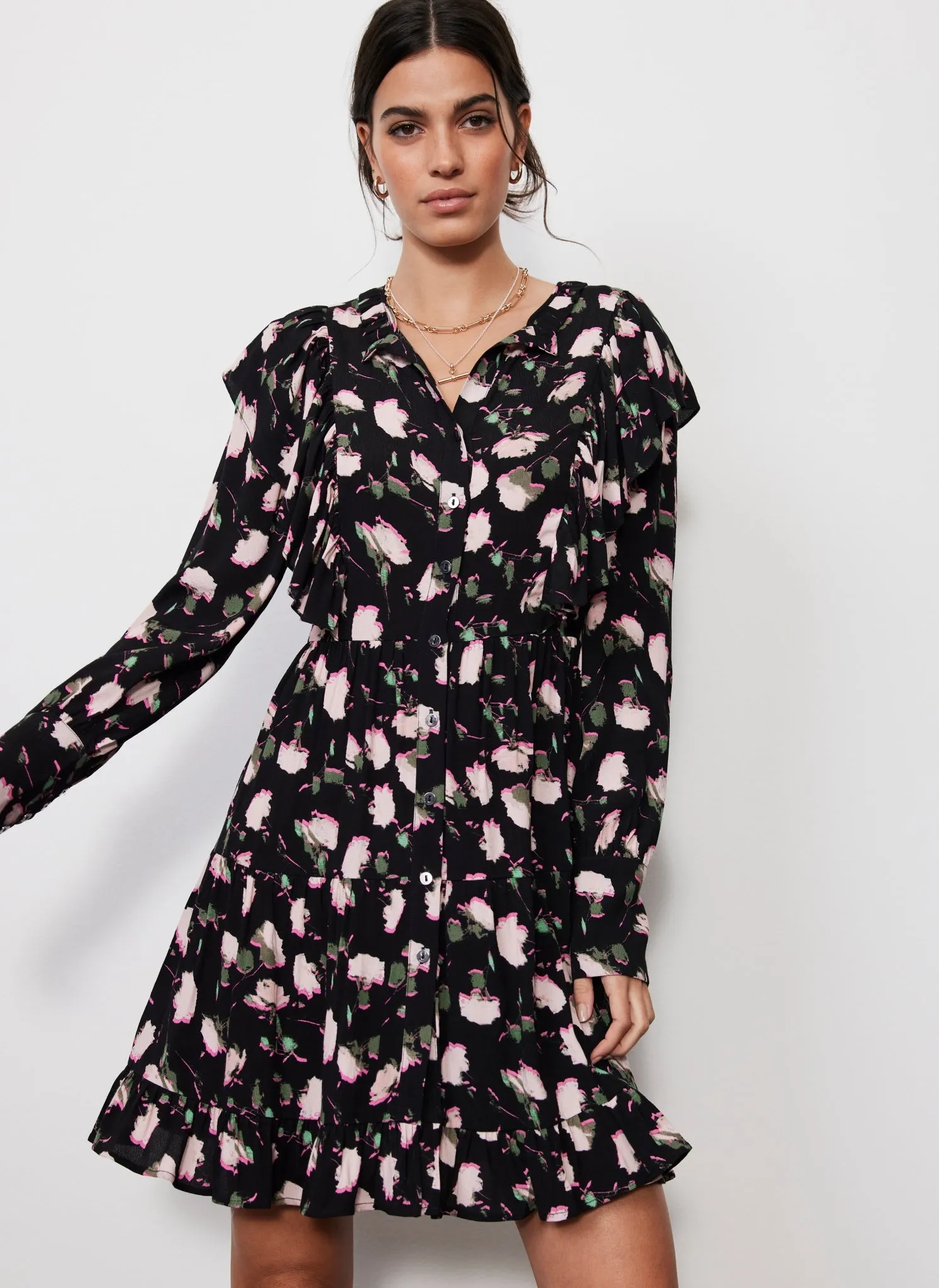 Black Floral Mini Dress sold by Mint Velvet