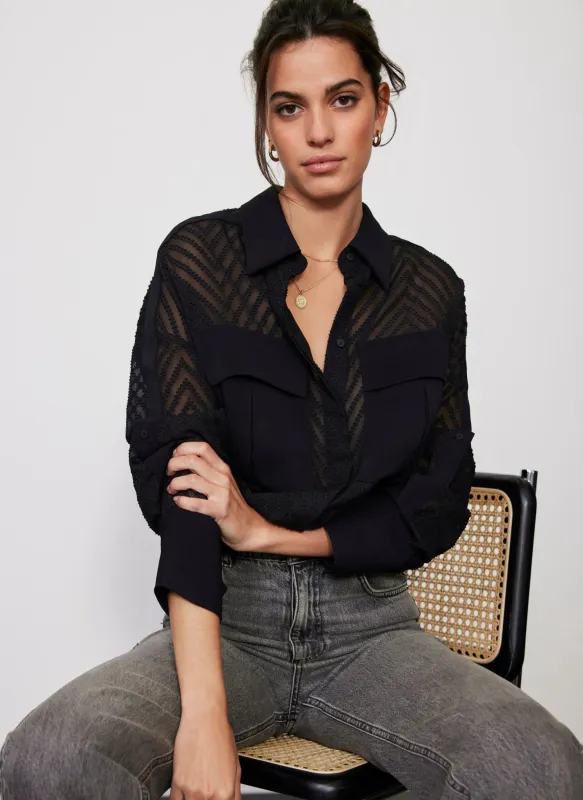 Black Jacquard Shirt sold by Mint Velvet