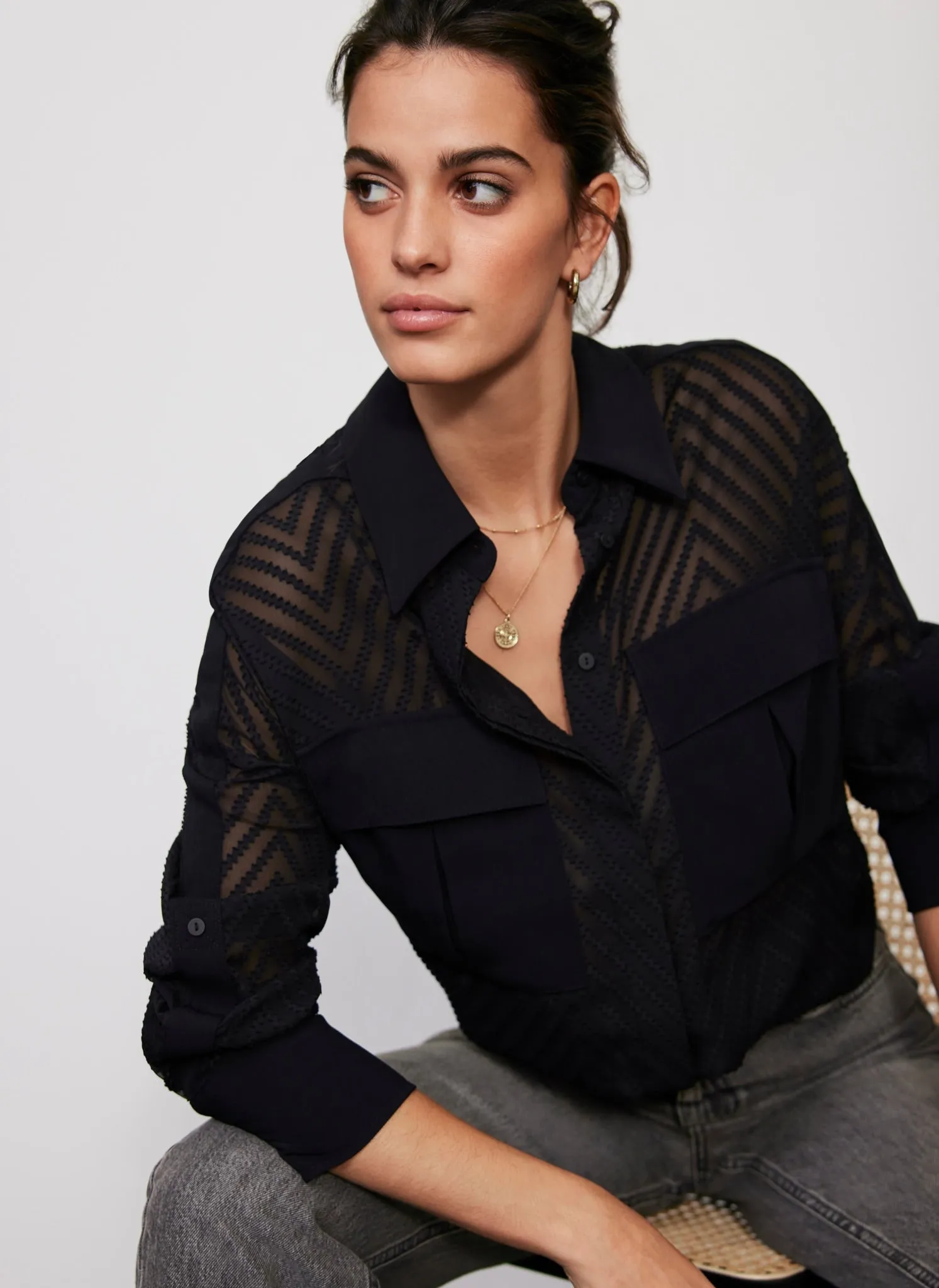 Black Jacquard Shirt sold by Mint Velvet product image thumbnail 2