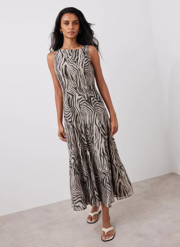 Black Zebra Print Maxi Dress sold by Mint Velvet