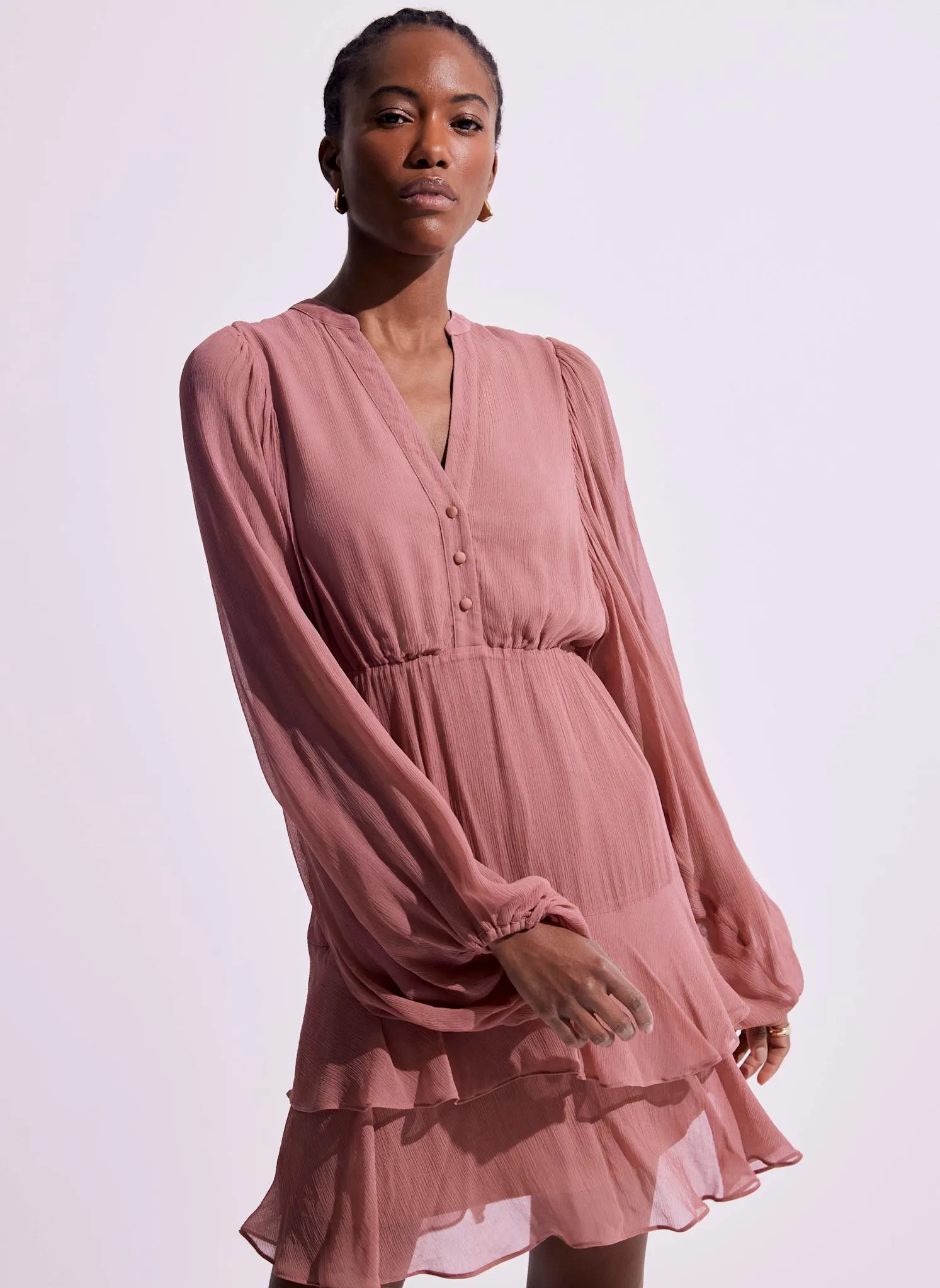 Pink Ruffle Boho Mini Dress sold by Mint Velvet product image thumbnail 3