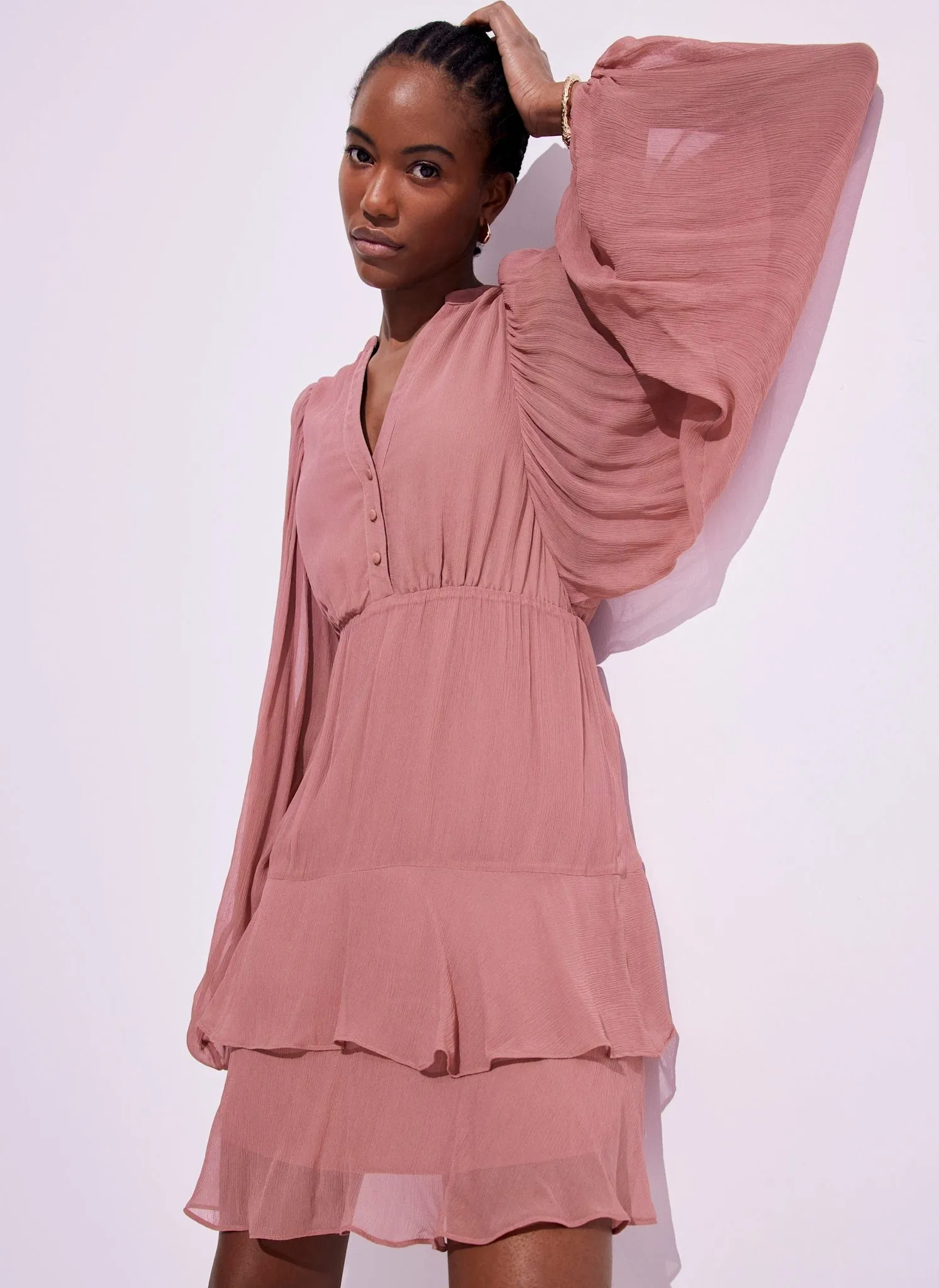 Pink Ruffle Boho Mini Dress sold by Mint Velvet product image thumbnail 4