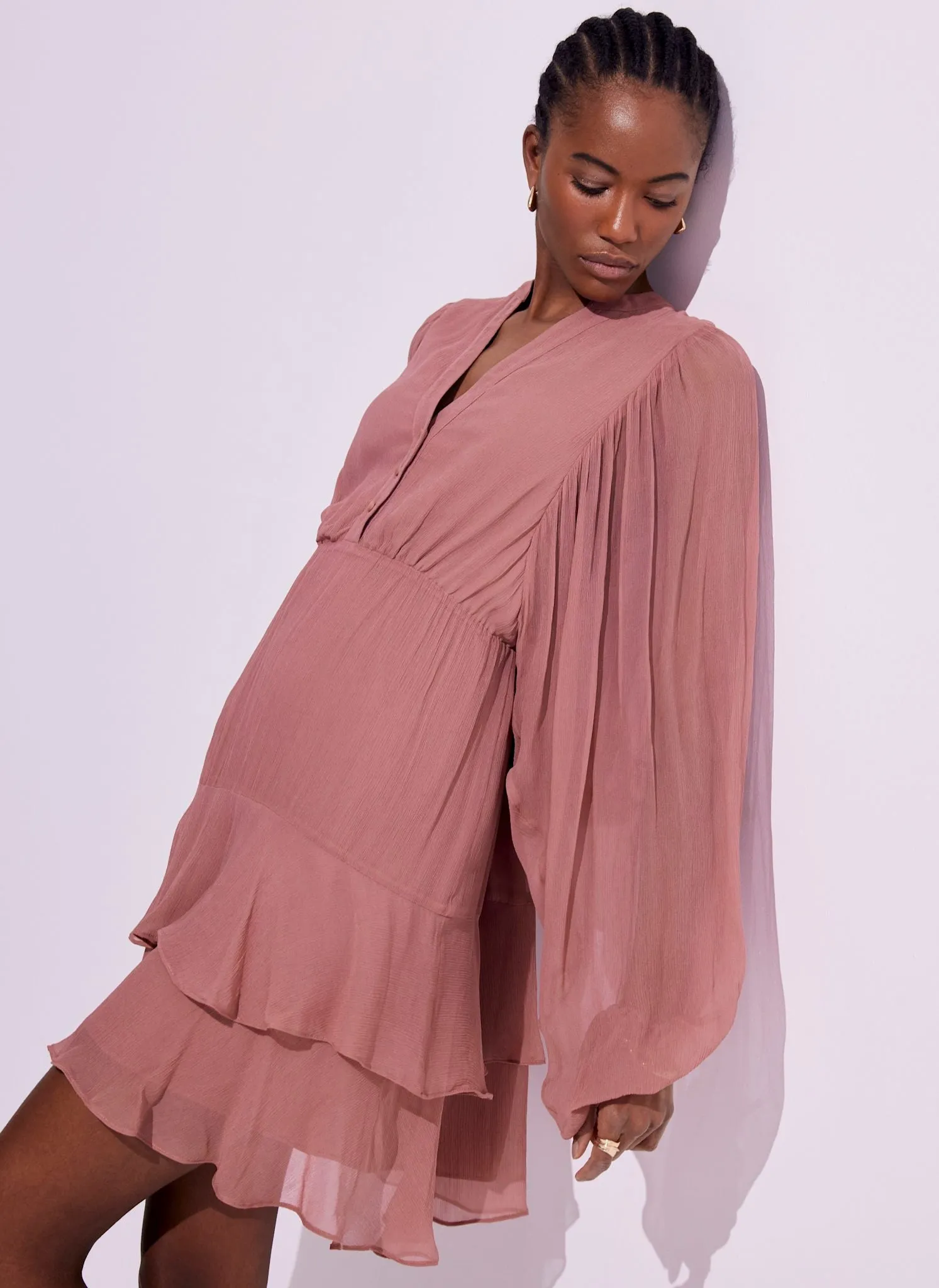 Pink Ruffle Boho Mini Dress sold by Mint Velvet product image thumbnail 2