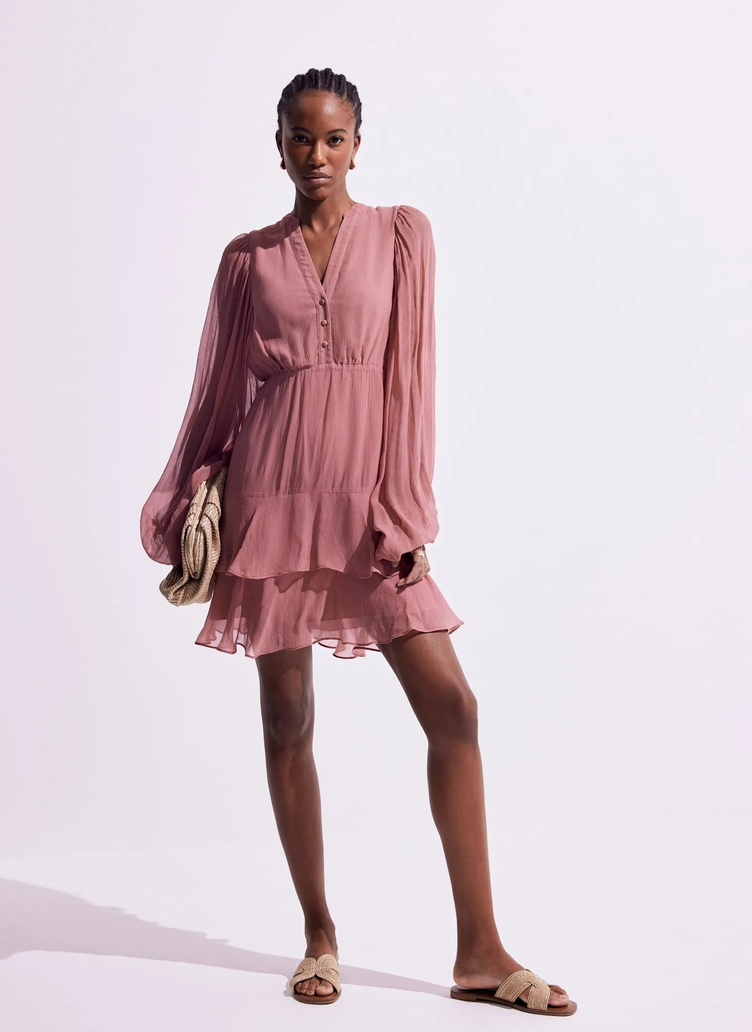 Pink Ruffle Boho Mini Dress sold by Mint Velvet product image thumbnail 5