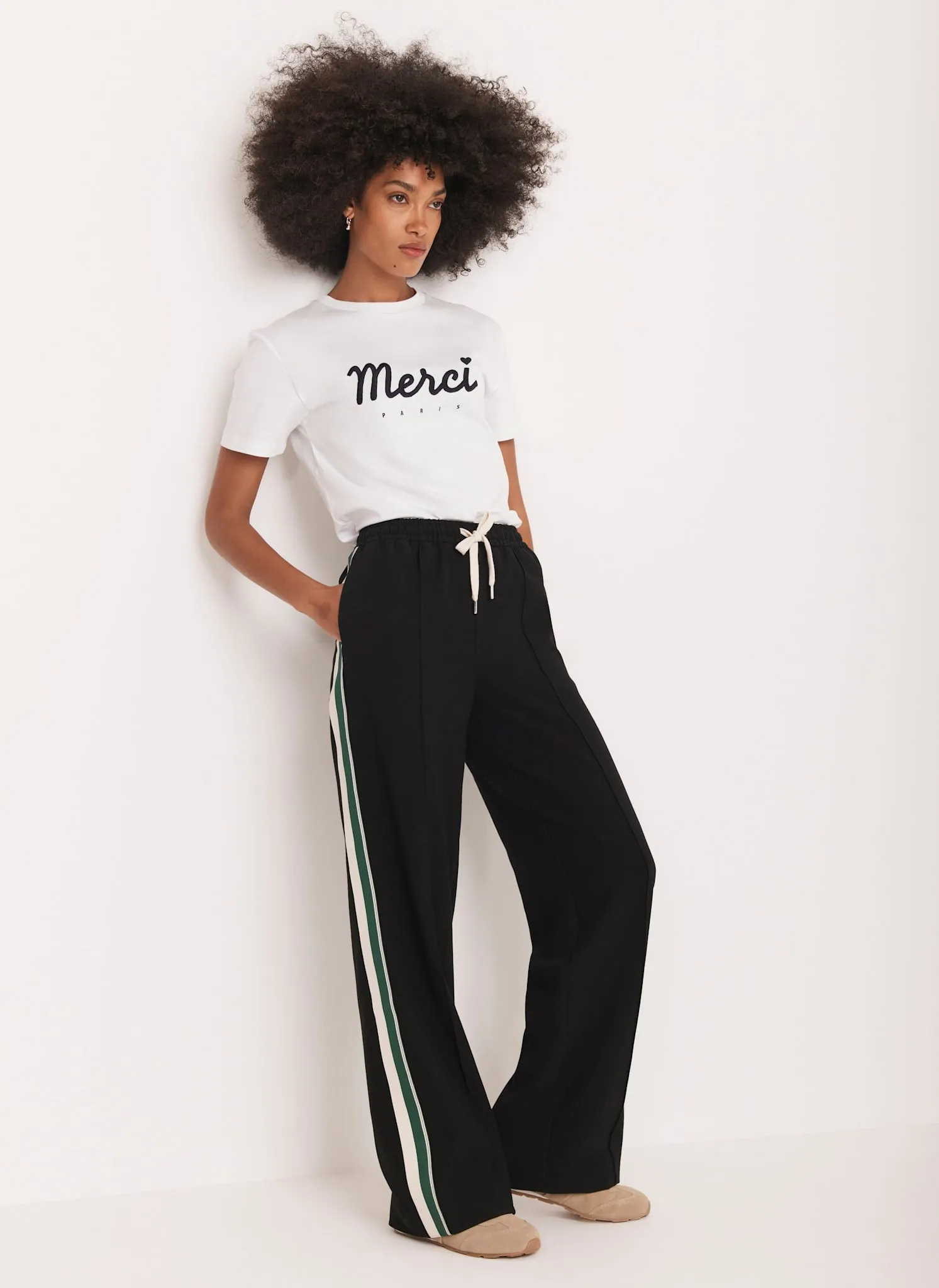 Black Wide Side Stripe Trousers sold by Mint Velvet product image thumbnail 2