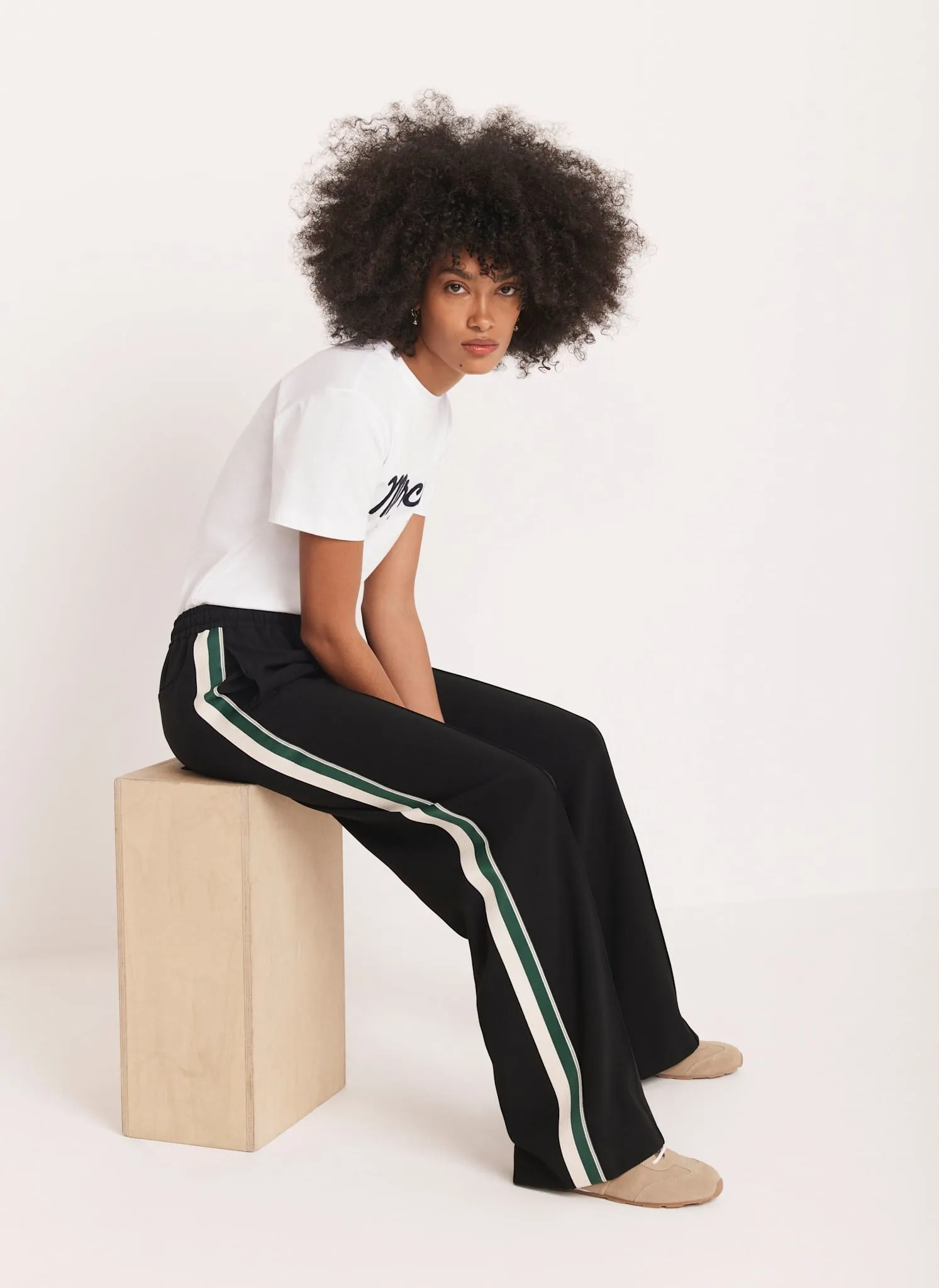 Black Wide Side Stripe Trousers sold by Mint Velvet