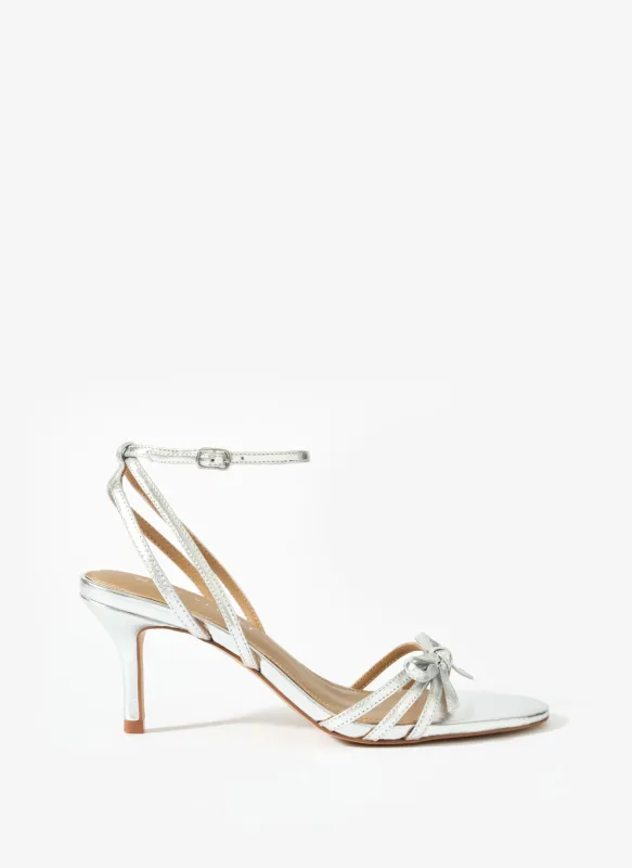 Bridie Silver Leather Strappy Bow Heels sold by Mint Velvet