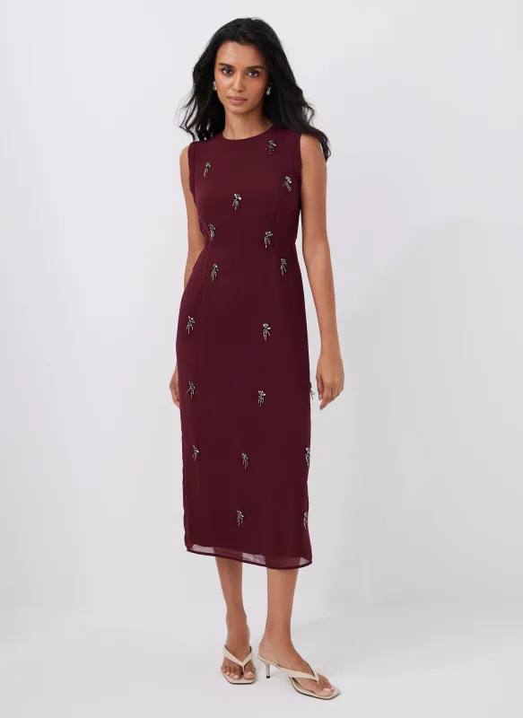 Burgundy Diamante Midi Dress sold by Mint Velvet
