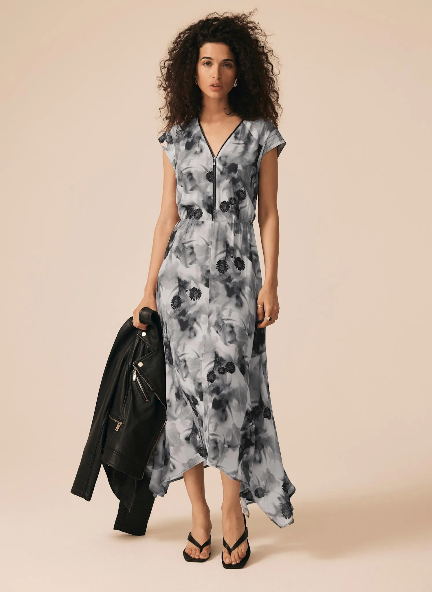 Grey Abstract Print Midi Dress sold by Mint Velvet
