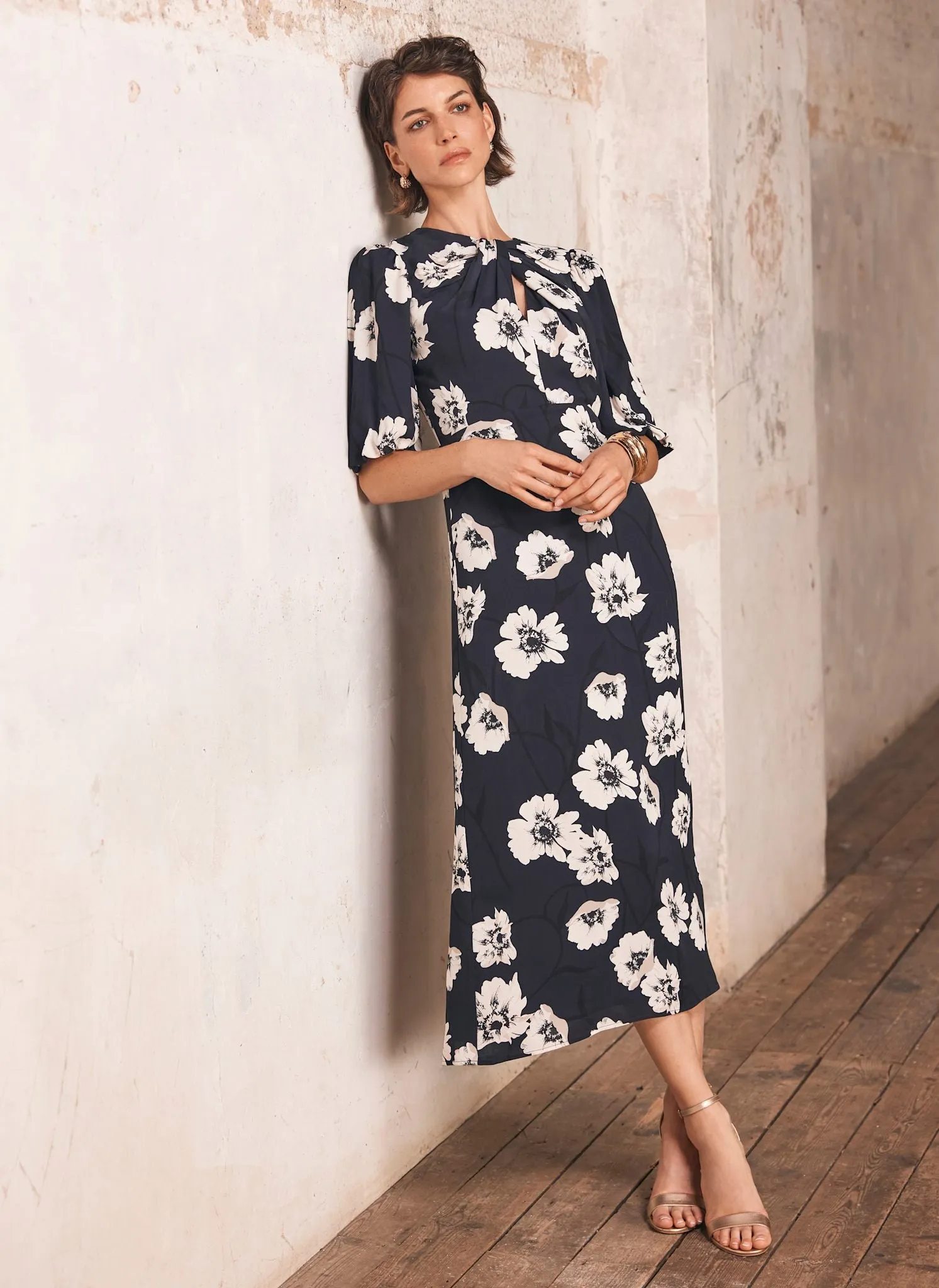 Navy Floral Print Midi Dress sold by Mint Velvet product image thumbnail 2