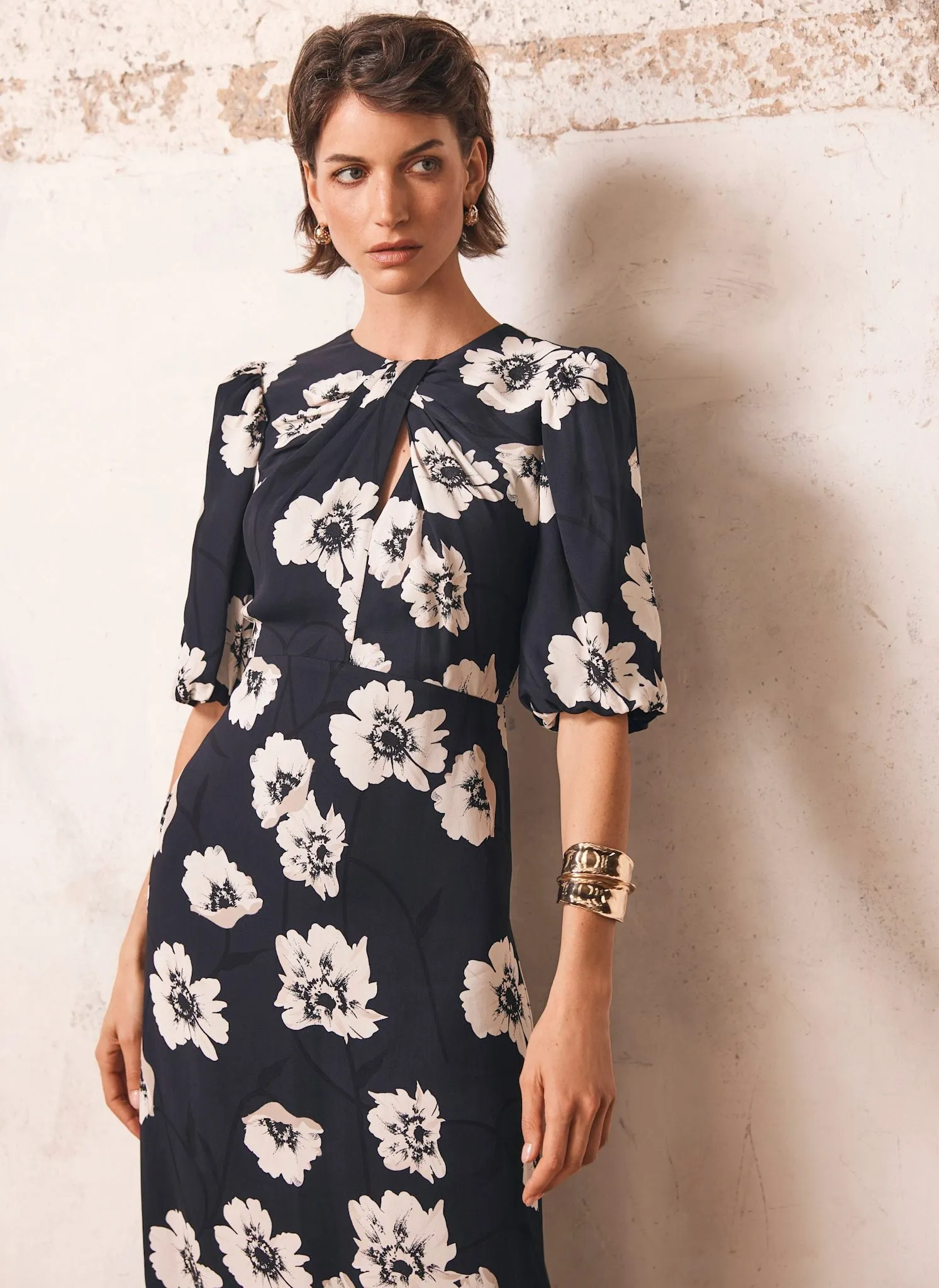 Navy Floral Print Midi Dress sold by Mint Velvet product image thumbnail 4