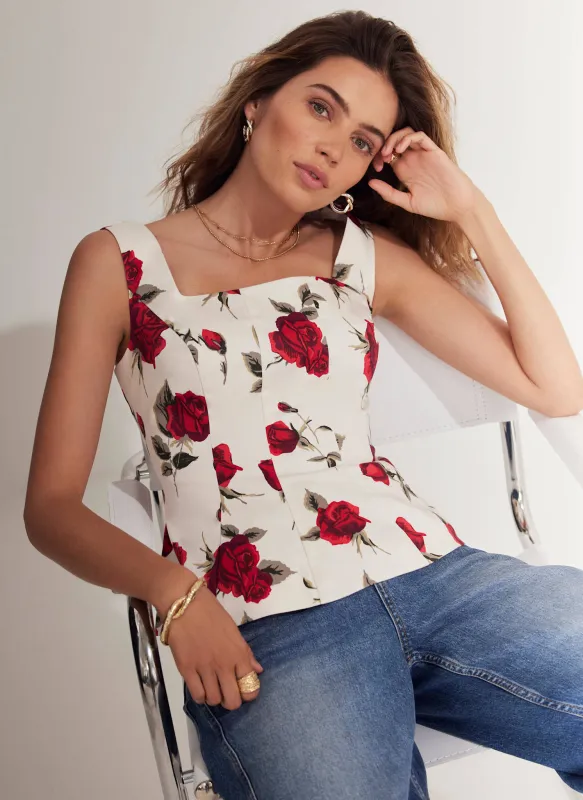 Red Rose Print Top sold by Mint Velvet