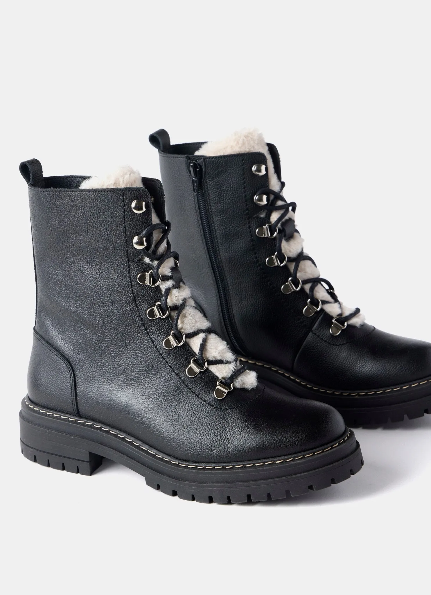 Black Leather Borg Hiking Boots sold by Mint Velvet product image thumbnail 3