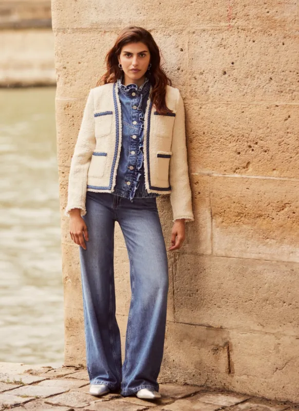 Cream Wool Blend Boucle Jacket sold by Mint Velvet