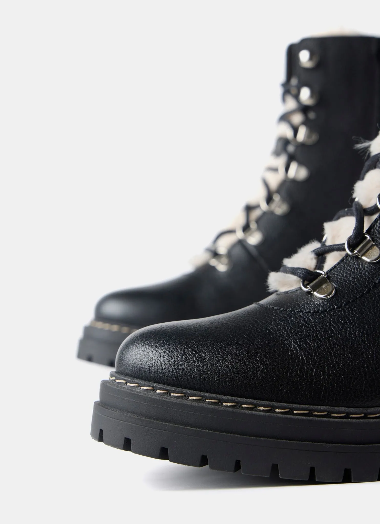 Black Leather Borg Hiking Boots sold by Mint Velvet product image thumbnail 4