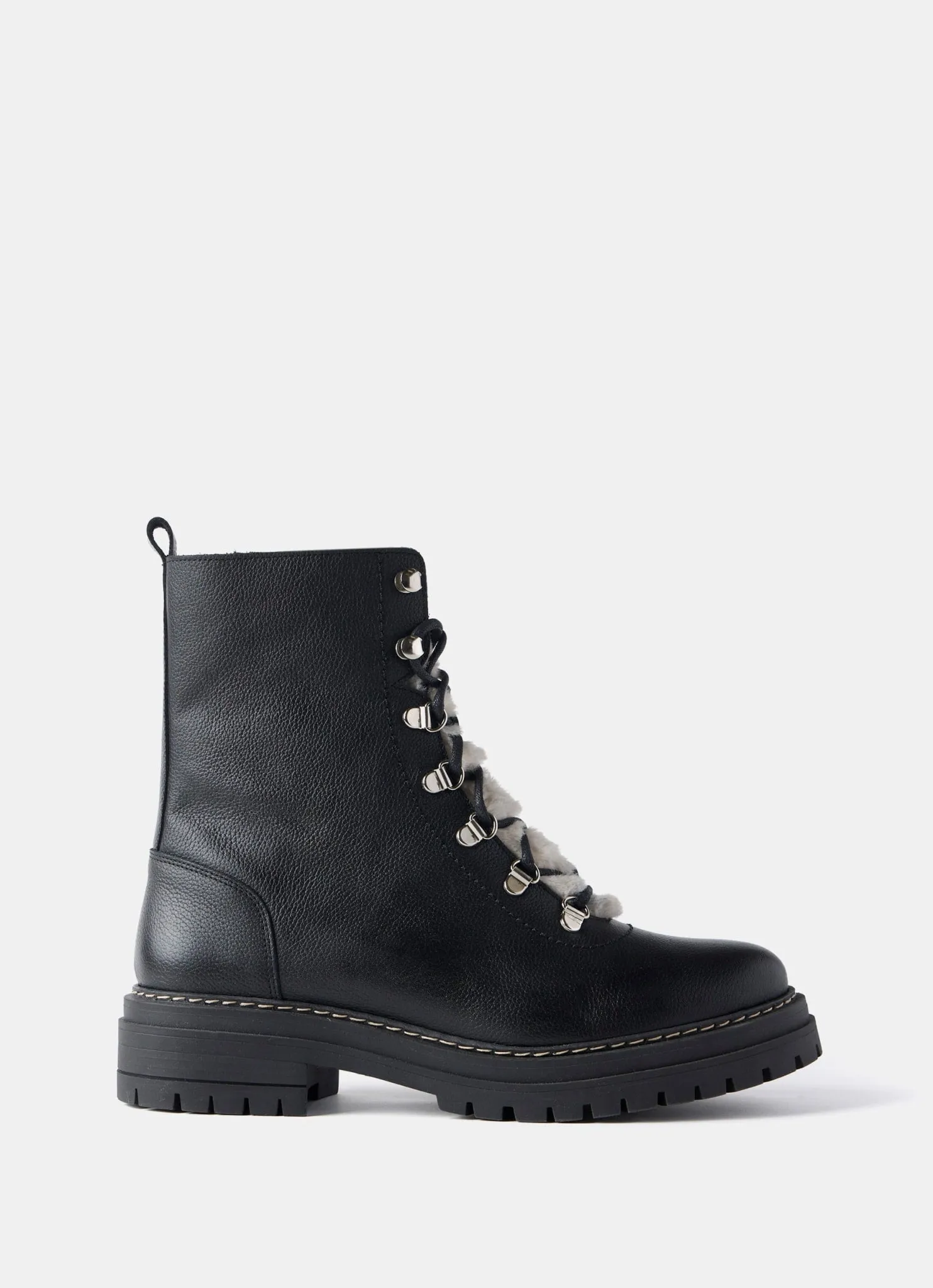 Black Leather Borg Hiking Boots sold by Mint Velvet product image thumbnail 2