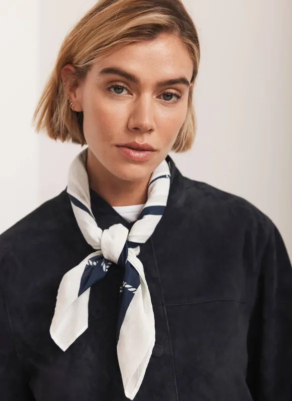 Navy Print Square Neck Scarf sold by Mint Velvet