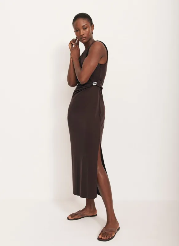 Brown Ruched Midi Dress sold by Mint Velvet